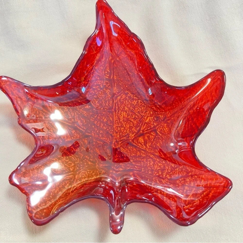 Maple Leaf Glass Dishes in Brown and Red